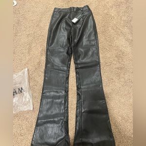 WHITE fox Black Leather pants